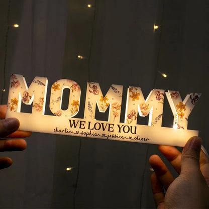 Custom Flower Printed LED Light Box, Birth Month Flower, Gift For Mom, Gift For Grandma