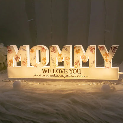 Custom Flower Printed LED Light Box, Birth Month Flower, Gift For Mom, Gift For Grandma