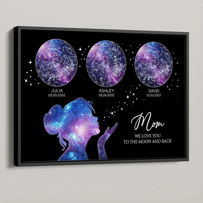 Grandma Mom We Love You Custom Star Maps Personalized Poster, Mother's Day Gift