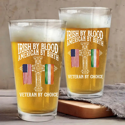 St. Patrick's Day Irish By Blood American By Birth Personalized Beer Glass, Customize Title