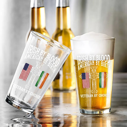 St. Patrick's Day Irish By Blood American By Birth Personalized Beer Glass, Customize Title