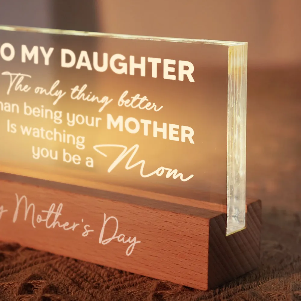 To My Daughter From Mom Happy Mother's Day Personalized Acrylic Block LED Night Light, Mother's Day Gift For Daughter