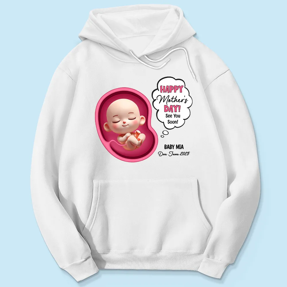 Happy Mother's Day Mommy See You Soon From Baby Personalized Shirt, Custom Pregnancy Reveal Shirt, Mother's Day Gift For Expecting Moms