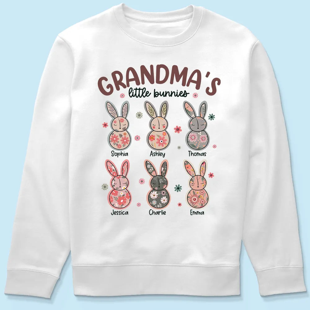 Grandma's Little Bunnies Floral Easter Personalized Shirt