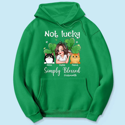 Not Lucky Simply Blessed Cat Mom Life Pretty Woman & Cats St. Patrick's Day Personalized Shirt