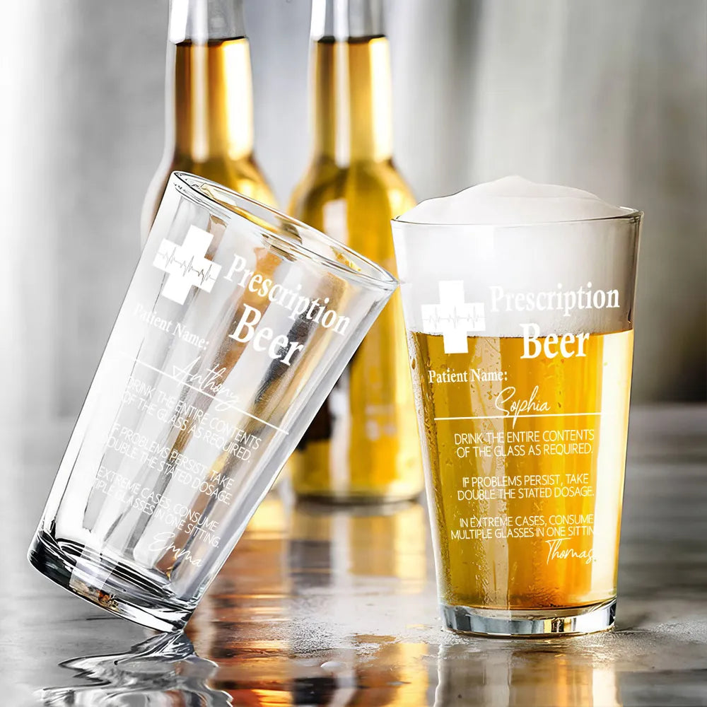 Prescription Beer Personalized Beer Glass, Funny Birthday Gift For Dad Brother Sister Bestie, Unique Father's Day Gift, Gift For Beer Lover