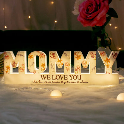 Custom Flower Printed LED Light Box, Birth Month Flower, Gift For Mom, Gift For Grandma