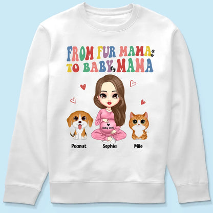 From Fur Mama To Baby Mama Personalized Shirt, Dog Mom Cat Mom, Custom Pregnancy Reveal Shirt, Mother's Day Gift For Expecting Moms