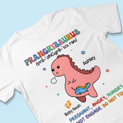 Prangrysaurus Retro Style Personalized Shirt, Custom Pregnancy Reveal Shirt, Mother's Day Gift For Expecting Moms