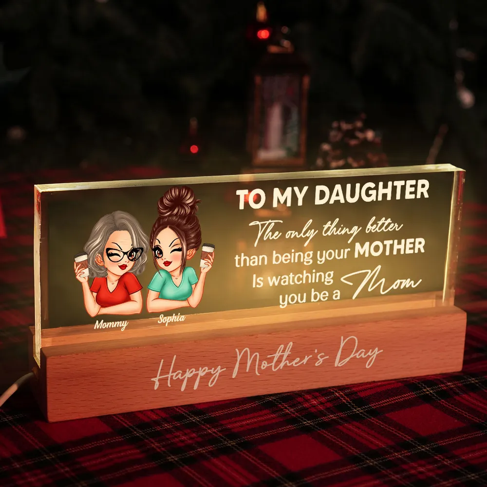To My Daughter From Mom Happy Mother's Day Personalized Acrylic Block LED Night Light, Mother's Day Gift For Daughter