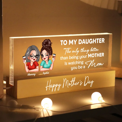 To My Daughter From Mom Happy Mother's Day Personalized Acrylic Block LED Night Light, Mother's Day Gift For Daughter