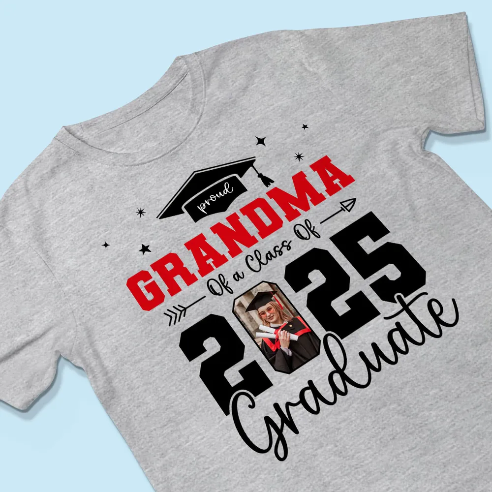 Proud Family Of 2025 Senior Graduation Photo Personalized Shirt