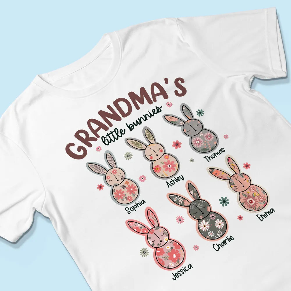 Grandma's Little Bunnies Floral Easter Personalized Shirt