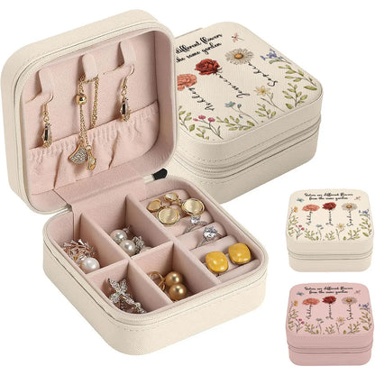 Sisters Are Different Flowers From The Same Garden Personalized Jewelry Box, Gift For Sisters, Siblings, Besties