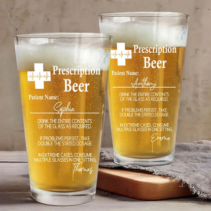 Prescription Beer Personalized Beer Glass, Funny Birthday Gift For Dad Brother Sister Bestie, Unique Father's Day Gift, Gift For Beer Lover