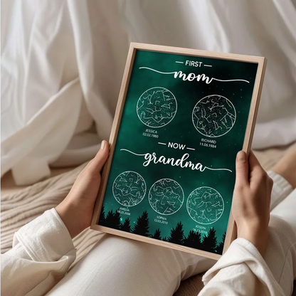 Constellation First Mom Now Grandma Personalized Poster, Custom Star Map, Heartfelt Mother's Day Gift For Mom, For Grandma