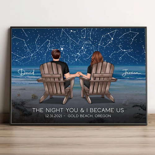 Eternal Love Couple Custom Star Map Landscape Personalized Poster, Heartfelt 2025 Anniversary Gift Wedding Gift For Couple, Husband, Wife, Dad, Mom