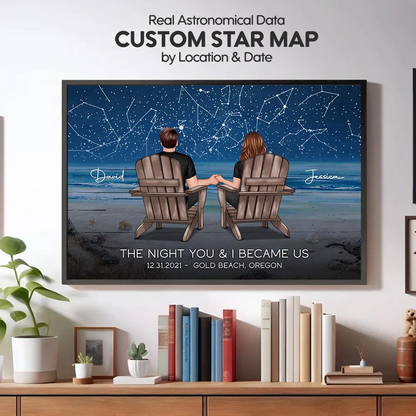 Eternal Love Couple Custom Star Map Landscape Personalized Poster, Heartfelt 2025 Anniversary Gift Wedding Gift For Couple, Husband, Wife, Dad, Mom
