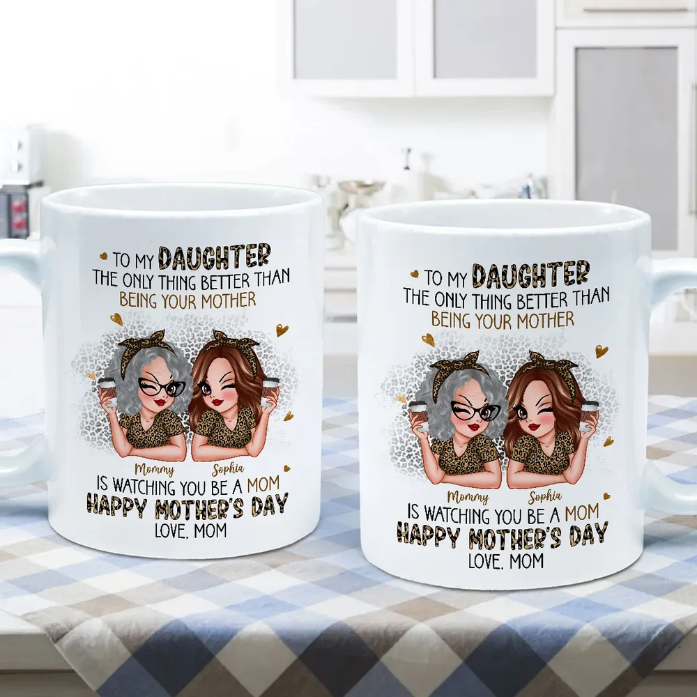 Leopard Pattern To My Daughter From Mom Happy Mother's Day Personalized Mug, Mother's Day Gift For Daughter