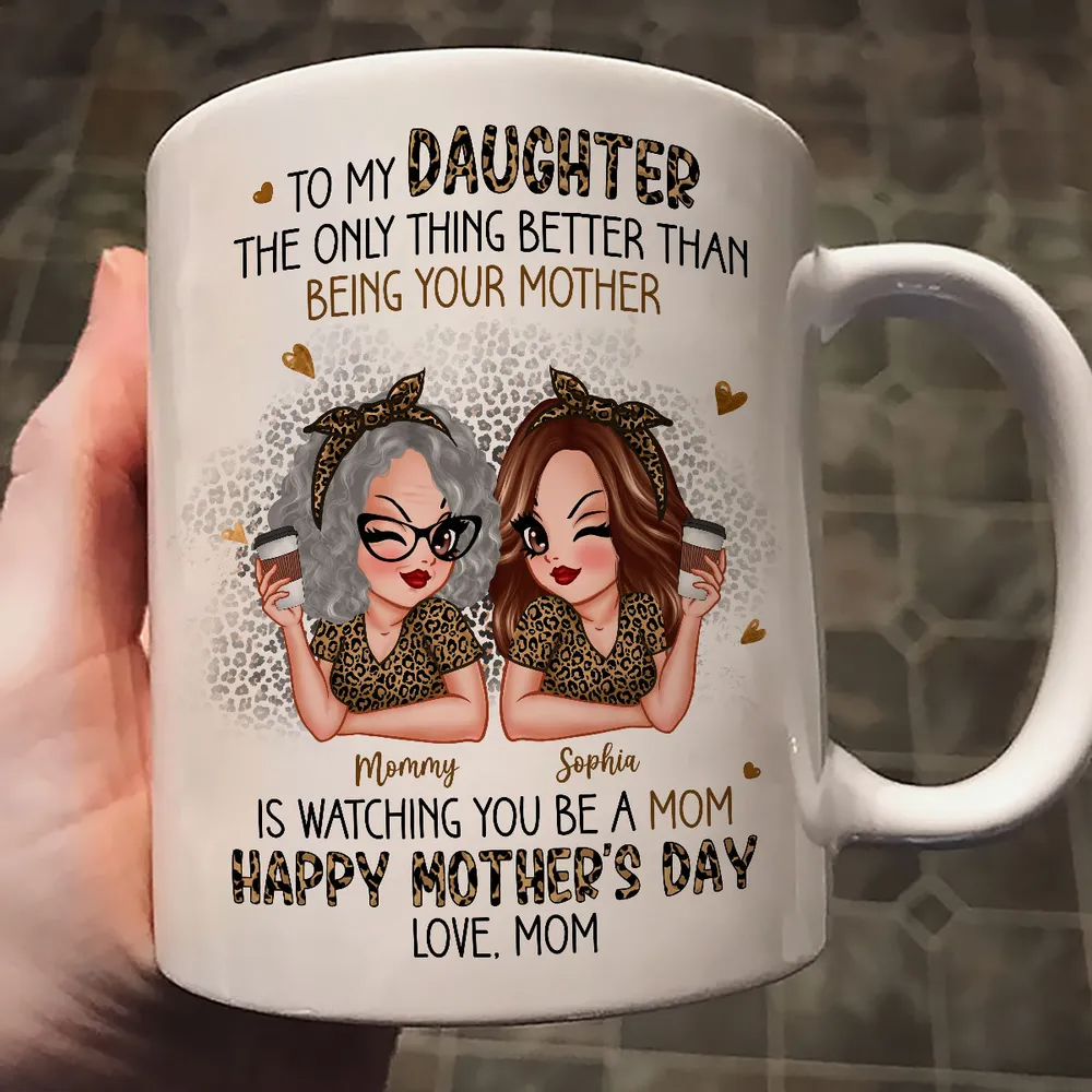 Leopard Pattern To My Daughter From Mom Happy Mother's Day Personalized Mug, Mother's Day Gift For Daughter