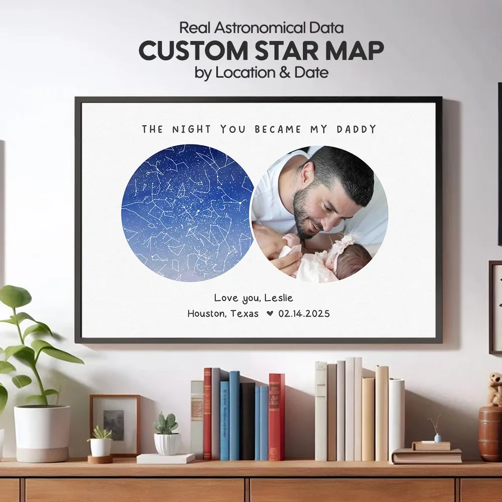 The Night You Became My Father Personalized Poster, Custom Star Map by Location & Date, Unique Heartfelt Gift for Dad, Gift for him