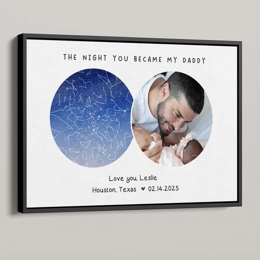 The Night You Became My Father Personalized Poster, Custom Star Map by Location & Date, Unique Heartfelt Gift for Dad, Gift for him