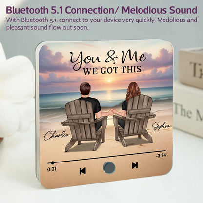 Couple Back View At Beach Favorite Song Personalized Bluetooth Music Fridge Magnet, Valentine's Day Gift For Couple