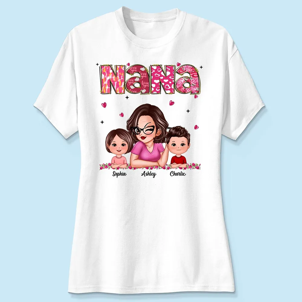 Grandma And Grandkids Personalized Shirt, Gift For Grandma
