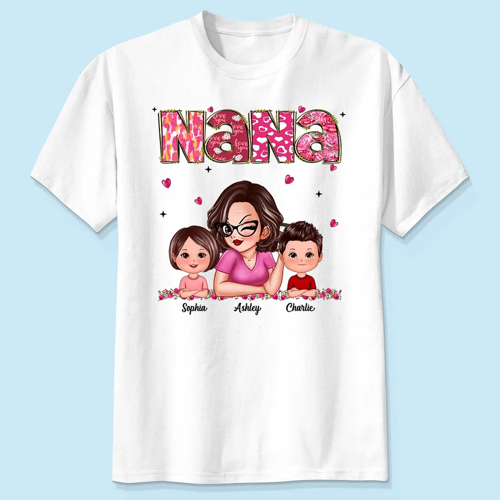 Grandma And Grandkids Personalized Shirt, Gift For Grandma