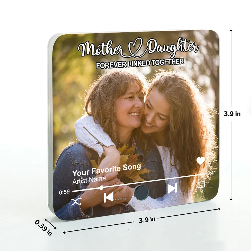 Mother & Daughters Sons Forever Linked Together Upload Photo Personalized Music Fridge Magnet, Heartfelt Gift , Birthday Gift For Mom