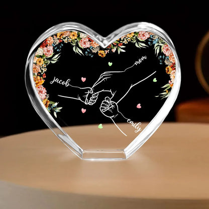 Personalized Name Mom And Kid Hands Premium Crystal Heart LED, A Timeless Treasure for Mom, Free Shipping Included