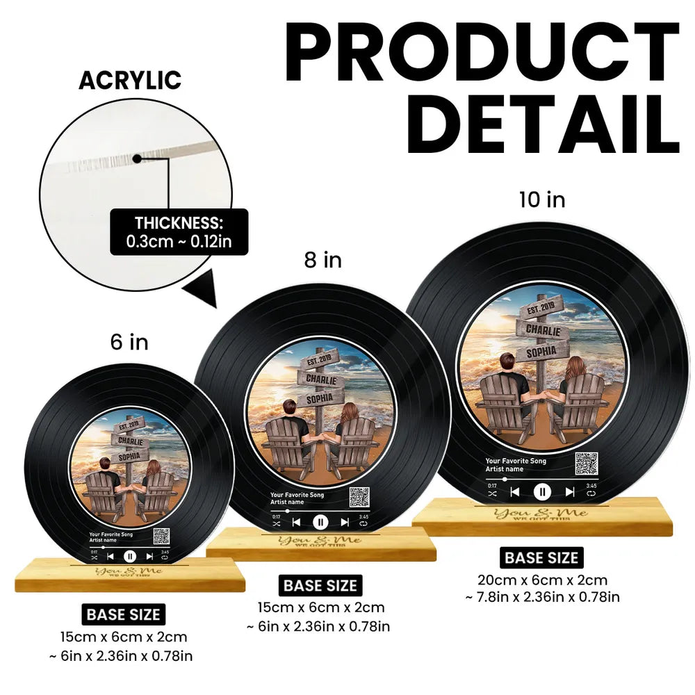 Beach Landscape Couple Sitting Sign Posts Personalized Acrylic Song Plaque, Gift, Anniversary Gift, Wedding Gift For Couple, For Him, For Her, Husband, Wife