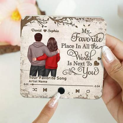 Favorite Place In The World Couple Standing Back View Personalized Music Fridge Magnet, Gift For Him, For Her, For Valentine's Day