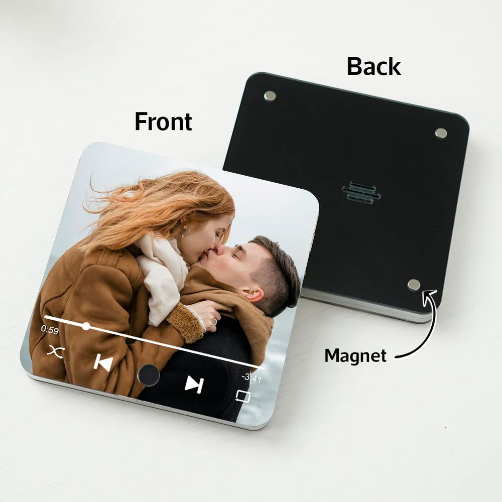 Couple Custom Photo Personalized Bluetooth Music Fridge Magnet, Valentine's Day Gift For Couple