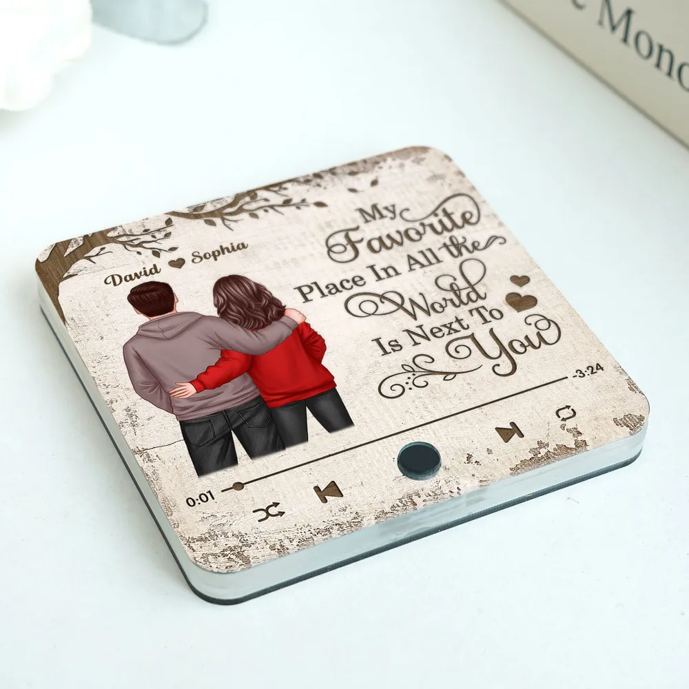 Favorite Place In The World Couple Standing Back View Personalized Bluetooth Music Fridge Magnet, Gift For Him, For Her, For Valentine's Day