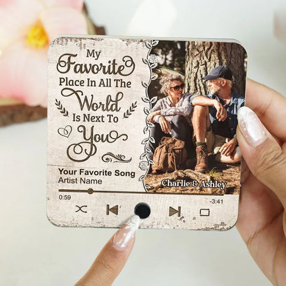 Favorite Place In The World Couple Custom Photo Personalized Music Fridge Magnet, Valentine's Day Gift For Him, For Her