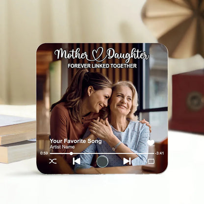 Mother & Daughters Sons Forever Linked Together Upload Photo Personalized Music Fridge Magnet, Heartfelt Gift , Birthday Gift For Mom