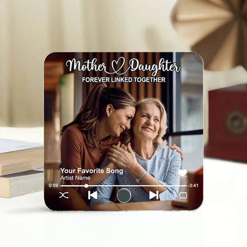 Mother & Daughters Sons Forever Linked Together Upload Photo Personalized Music Fridge Magnet, Heartfelt Gift , Birthday Gift For Mom