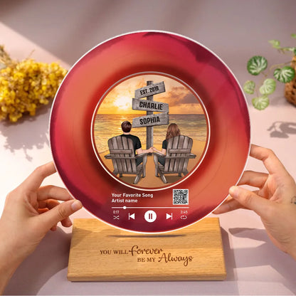 Beach Landscape Couple Sitting Sign Posts Personalized Acrylic Song Plaque, Gift, Anniversary Gift, Wedding Gift For Couple, For Him, For Her, Husband, Wife