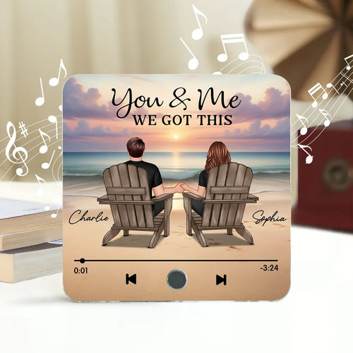 Couple Back View At Beach Favorite Song Personalized Bluetooth Music Fridge Magnet, Valentine's Day Gift For Couple