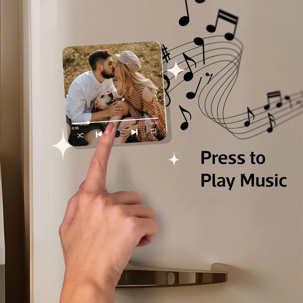 Couple Custom Photo Personalized Bluetooth Music Fridge Magnet, Valentine's Day Gift For Couple