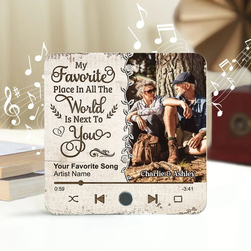 Favorite Place In The World Couple Custom Photo Personalized Music Fridge Magnet, Valentine's Day Gift For Him, For Her