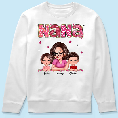 Grandma And Grandkids Personalized Shirt, Gift For Grandma