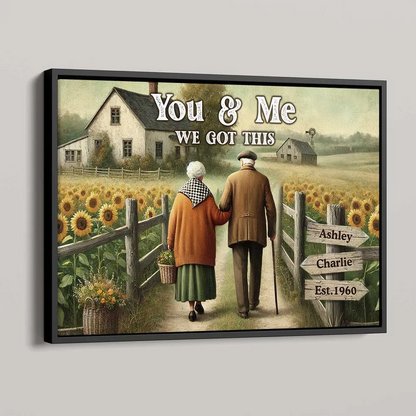 Old Couple Walking Growing Old Together Since Personalized Poster, Heartfelt Gift For Couple, For Him, For Her, Boyfriend, Girlfriend, Husband, Wife