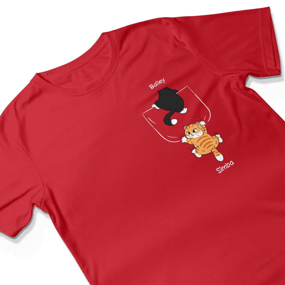 Cute Naughty Cat Climbing Pocket Gift For Pet Lover Personalized Shirt