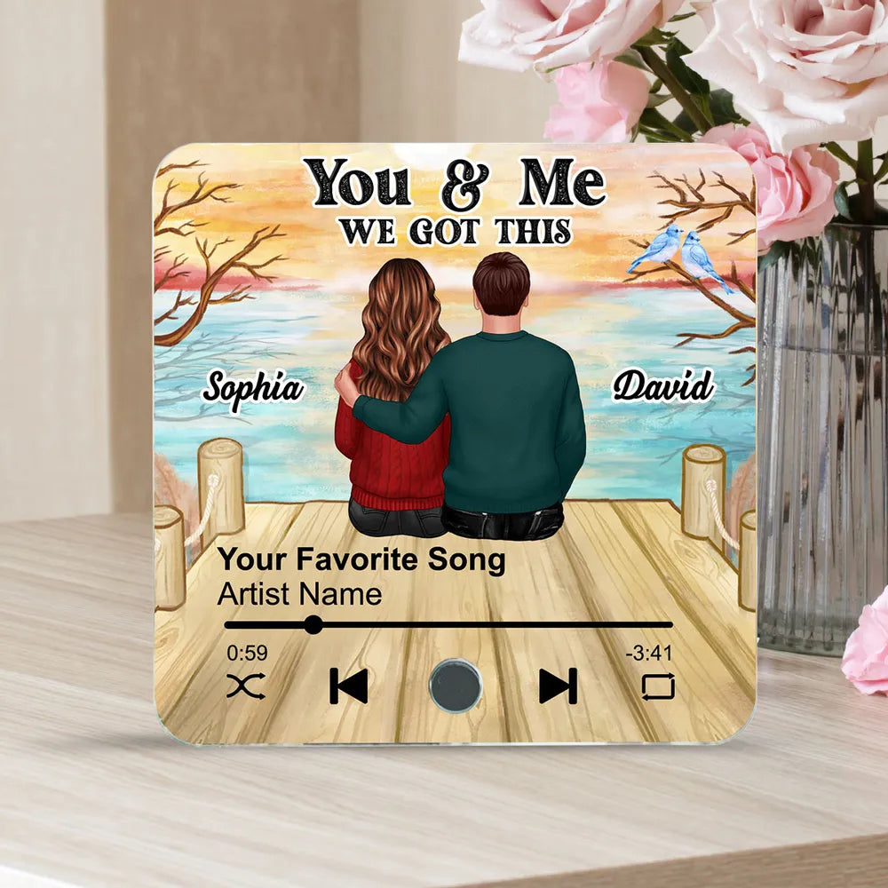Couple Sitting Together Personalized Music Fridge Magnet, Heartfelt 2025 Valentine's Day Gift For Couple, For Him, For Her, Boyfriend, Girlfriend, Husband, Wife