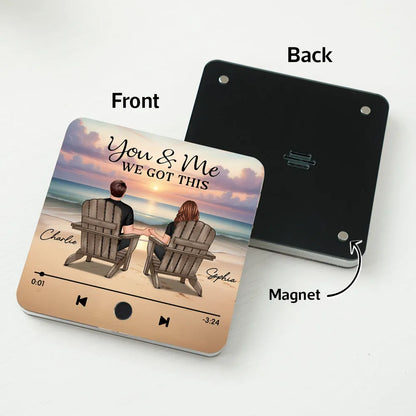 Couple Back View At Beach Favorite Song Personalized Bluetooth Music Fridge Magnet, Valentine's Day Gift For Couple