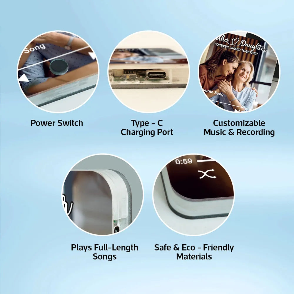 Mother & Daughters Sons Forever Linked Together Upload Photo Personalized Music Fridge Magnet, Heartfelt Gift , Birthday Gift For Mom