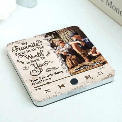 Favorite Place In The World Couple Custom Photo Personalized Music Fridge Magnet, Valentine's Day Gift For Him, For Her