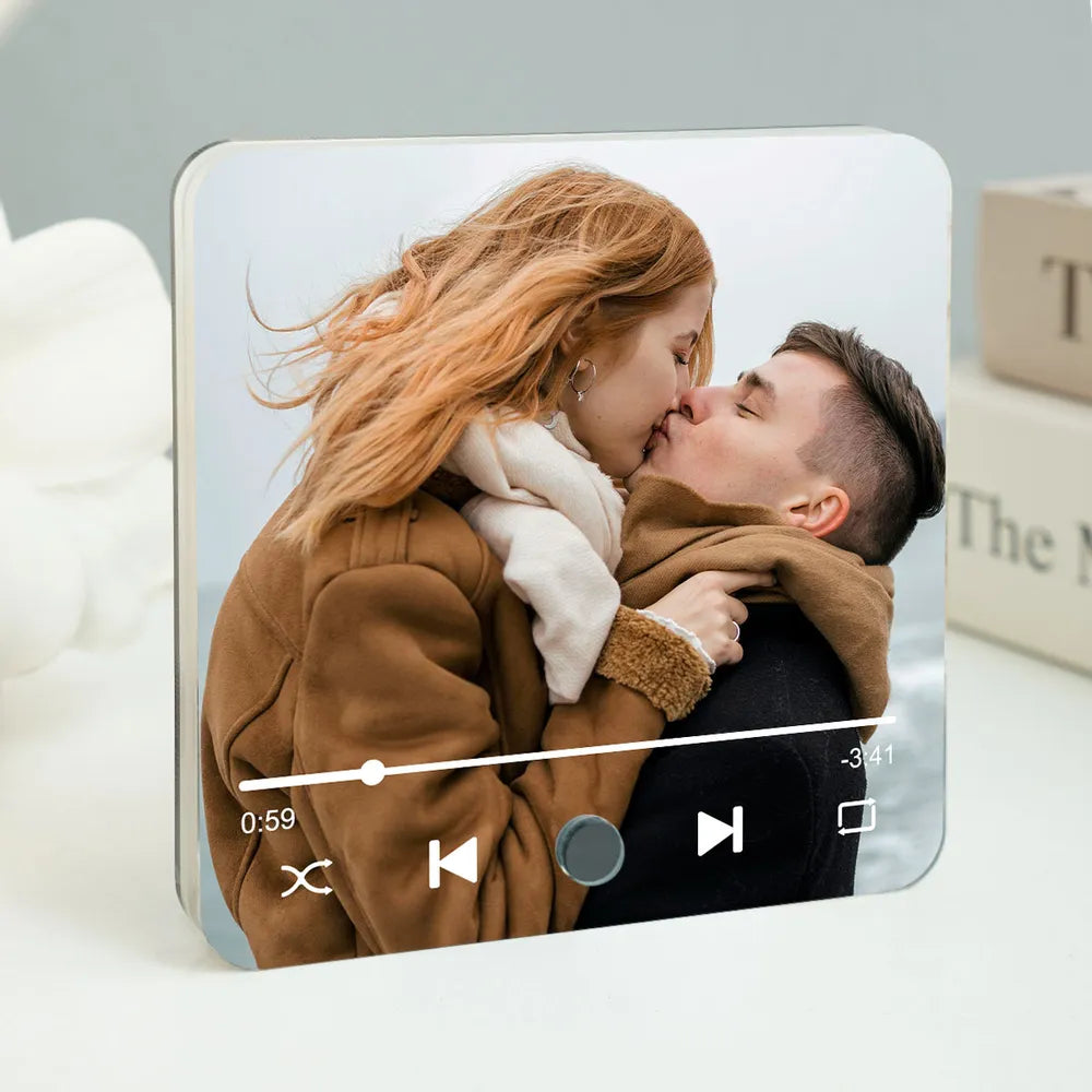 Couple Custom Photo Personalized Bluetooth Music Fridge Magnet, Valentine's Day Gift For Couple